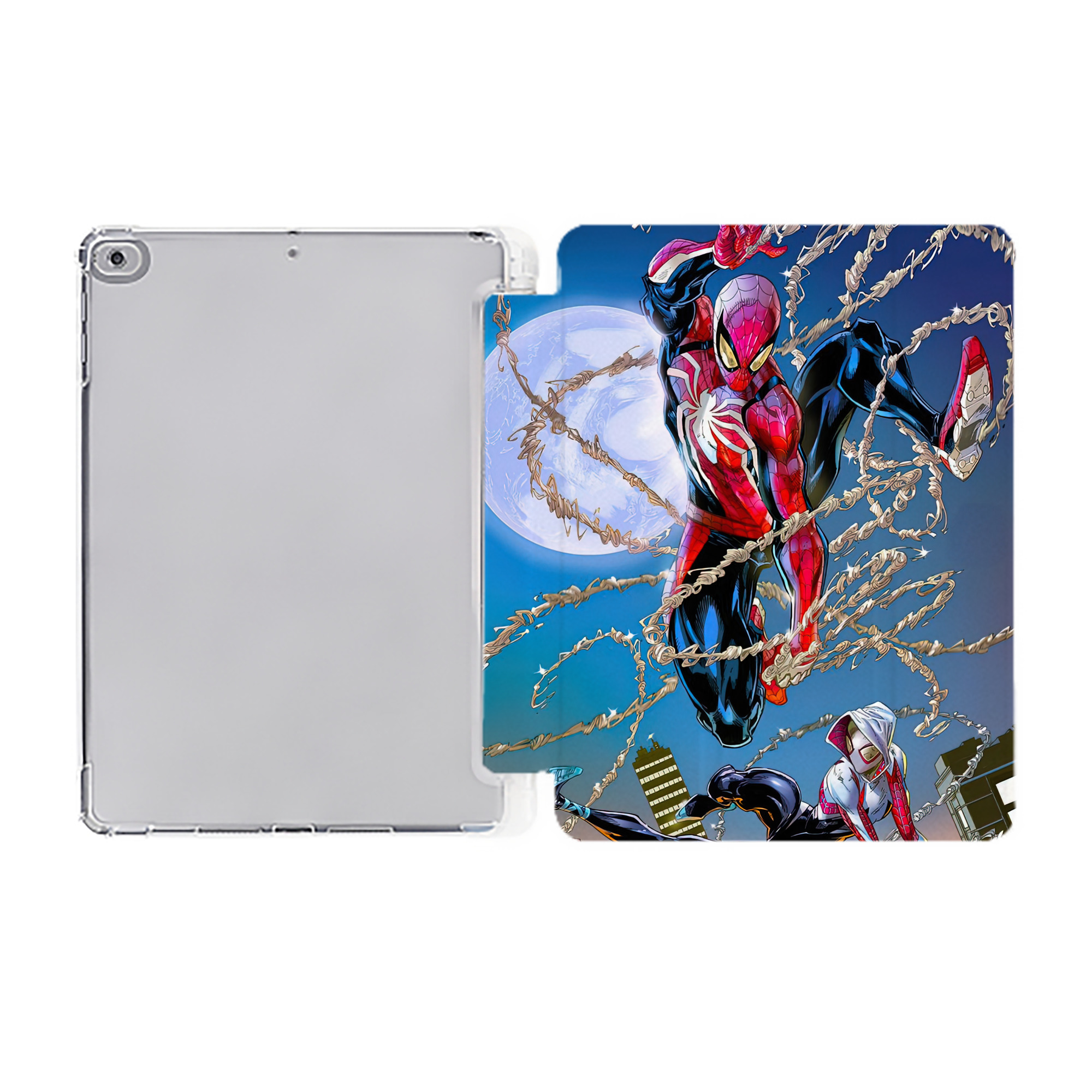 （画像用） Spider Man スパイダーマン IPad ケース ペン収納付き 三つ折りスタンド PUレザー×シリコン 対応機種9.5/10.5/10.9インチ